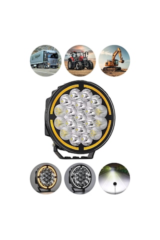Tır Kamyon Traktör 9 İnç Led Sis Farı Angel Halka Metal Kasa 100 W Süper Delici Aydınlatma 12-24v