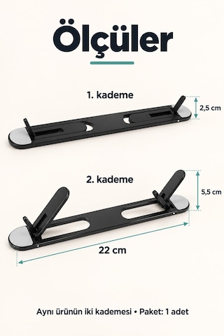 2 Kademeli Katlanabilir Yükseltici Laptop Standı Siyah