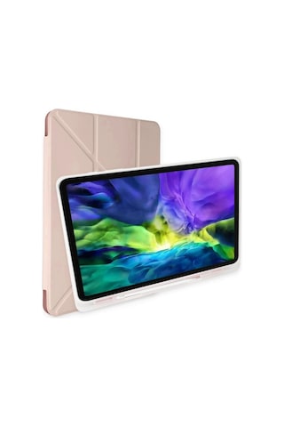 Mey İthalat Samsung Uyumlu Galaxy P610 Tab S6 Lite 10.4 Kılıf Kalemlikli Mars Tablet Kılıfı - Rose Gold