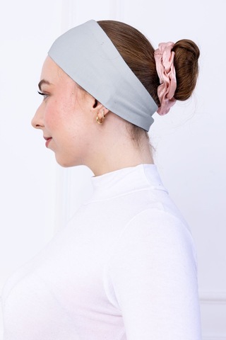 Kaymayan Silikonlu Bandana Bone - Sportif Saç Bandı-açık Gri Açık Gri