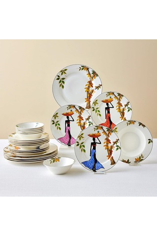 Elegance Bone Samira 24 Parça 6 Kişilik Yemek Takımı Çok Renkli