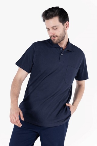 Yıldırımlar Polo Yaka T-shirt %100 Pamuk Cepli Lacivert