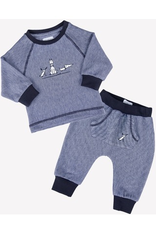 Ozmoz Organik Çizgili Bebek Takım Lacivert