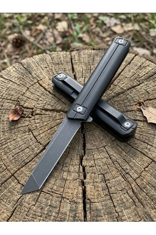 Knivox Browning Profesyonel Siyah Tanto Namlu D2 Çelik Çakı - Ultra İnce Tasarım