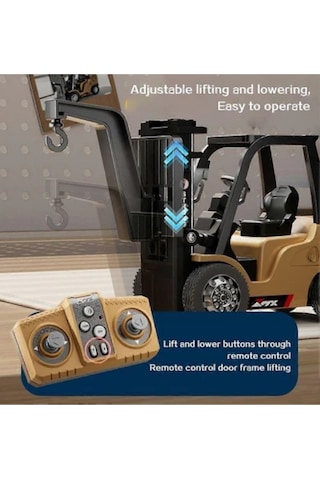 2.4ghz 1:64 Uzaktan Kumandalı Metal Gövde Full Fonksiyon Şarjlı Minik Forklift Sarı