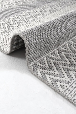 Hoom Rugs Lora 3202 Gri Çizgili Pamuk Taban Hav Toz Vermez Sisal Halı