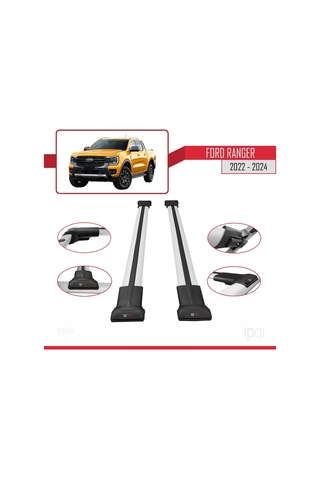 Ford Ranger P703 2022-2024 Arası İle Uyumlu Fly Model Ara Atkı Tavan Barı Gri 2 Adet Diğer