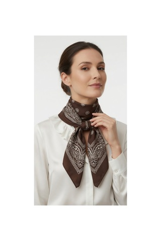 Mollycrush Unisex Kahverengi Şal Desenli Bandana Günlük Saç Aksesuarı, Boyunluk Ve Outdoor Fular Kahverengi