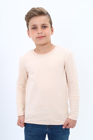 Toontoy Kids Toontoy Erkek Çocuk Bisiklet Yaka Uzun Kollu Basic Tişört Bej
