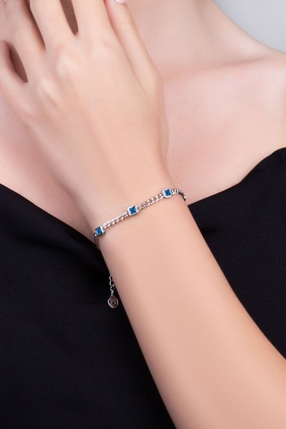 Arianna 18 Ayar Beyaz Altın Kaplama 19 Cm Gümüş Zincir Bileklik 63717722