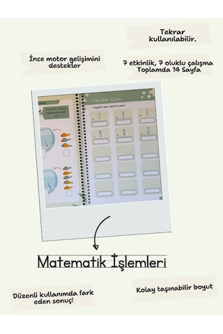Sihirli Kalemli Oluklu Kabartmalı Etkinlikli Dört İşlem Defteri Güzel Yazı Matematik İşlemleri