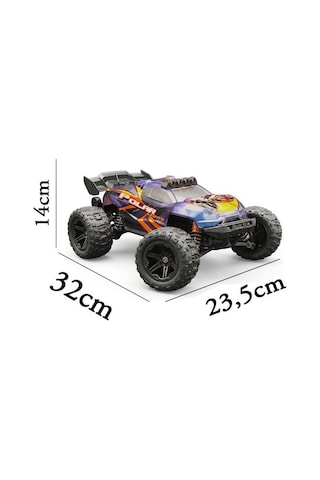 Uzaktan Kumandalı Şarjlı Işıklı 1:14 4wd 55 Km/h Servo Motorlu 2.4ghz Off-road Oyuncak Arazi Arabası Çok Renkli