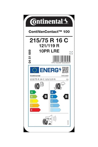 Continental 215/75R16C 121/119R Contivancontact 100 10PR Yaz Lastiği 2025