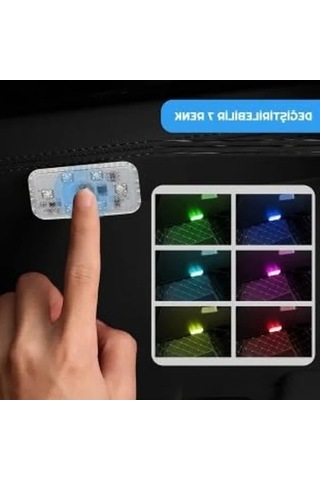 Mıknatıslı 7 Renk Değiştirebilen Mini 6 Led Lamba, Usb Şarj Edilebilir .