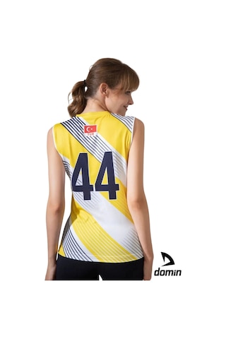 Hnc Sport Kadın Özel Likralı Kumaştan Tek Üst Voleybol Forması Sarı