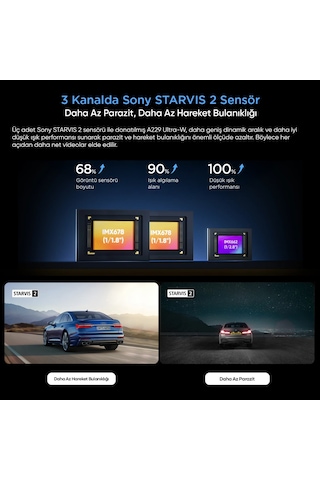 Viofo A229 Ultra-w 3 Kameralı Ön+arka Su Geçirmez+iç 4k+4k+1080p Hdr Sony Starvıs 2 Sensörlü Gps'li Araç Kamerası