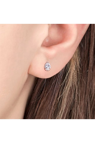 Pırlanta Modeli Damla Rose Gold Gümüş Kadın Küpe N11.76156
