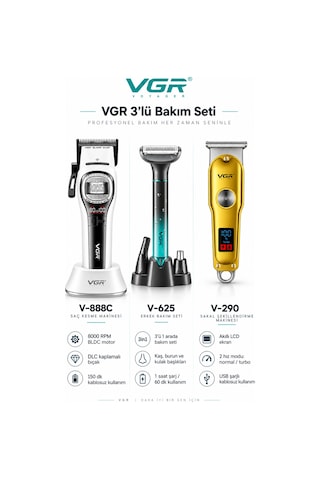 V-888c Clipper V-290 Trimmer V-625 Bakım Kiti - 3'lü Berber Seti V-888c Clipper V-290 Trimmer V-625 Bakım Kiti - 3'lü Berber Seti