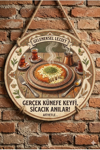 Künefe Temalı Tatlıcılar Pastaneler Restoranlar İçin Ahşap Duvar Kapı Dekoratif Süs Tablo 5