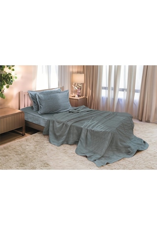 River 3 Parça Tek Kişilik Pike 170x230 Cm, Fıttd. Çarşaf , Yastık Kılıfı Takımı %100 Pamuk İndigo