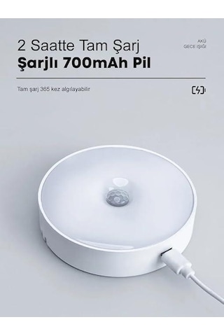 Wellhise L02 Usb Şarjlı Mıknatıslı Hareket Sensörlü Gece Lambası Dolap İçi Aydınlatma Lambası Beyaz