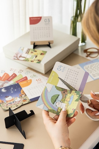 2026 Yılı Karton Ayaklı Masa Takvimi Kawaii - 12x20 Cm