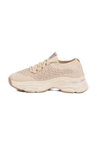 Krem Hafif Triko Örme Anatomik Kadın Sneaker B064 Z Krem