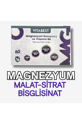 Vıtabest Magnezyum Kompleks Malat, Sitrat, Bisglisinat Ve Vitamın B6