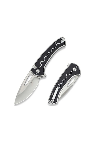 Sencut Squiggy White / Black G10 Handle Satin Finished 9cr18mov Blade Kamp Çakı Siyah - Beyaz