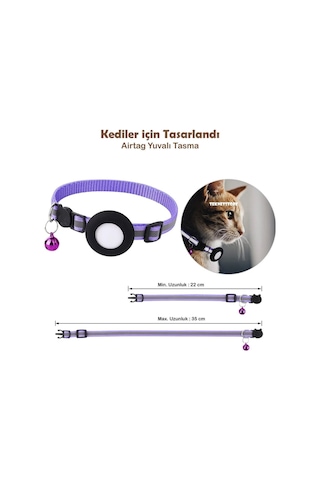 Teknetstore Takip Cihazı Ve Airtag Yuvalı Kedi Tasması Ios Uyumlu Boyun Tasması Gps 2'li