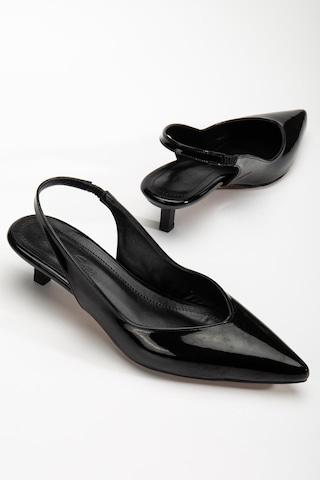 Suins Shoes Suins Stephen Model Kadın 4 Cm Kısa Mini Topuklu Rugan Ayakkabı Siyah