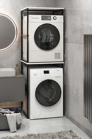 Çamaşır Makinesi Dolabı Kurutma Makinesi Dolabı Metal Banyo Dolabı Seda Beyaz Beyaz