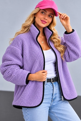 Fiolin Tedy Welsoft Fermuarlı Ceket Lila