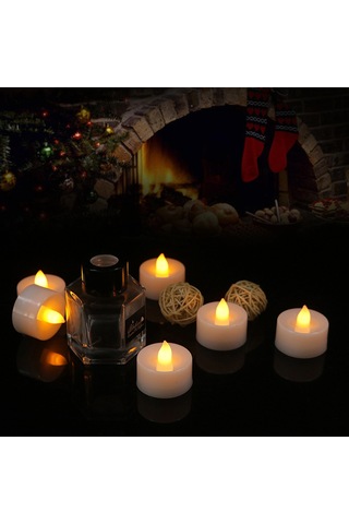 Youmex 24 Adet Isı Beyazı Parıltılı Led Mumlar - Gerçekçi Tasarım, Sönmeyen, Ev/parti Dekorasyonu, 3v Pil Dahil Renkli