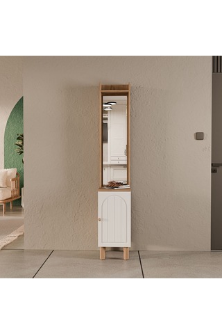 5088 Rapsody Aynalı Sağ Kapaklı Bohem Portmanto Sepet-beyaz Beyaz - Meşe