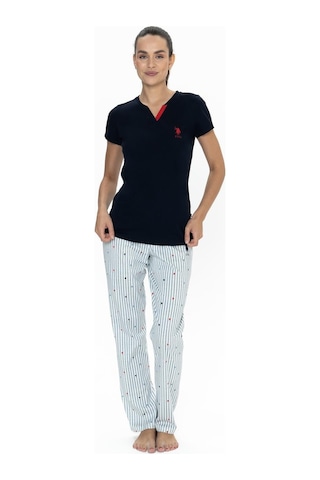 U.s. Polo Assn. Kadın Lacivert Battal Pijama Takım Lacivert
