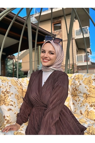 Moda Kaşmir Mk Desen Pamuk Eşarp Gül Kremi