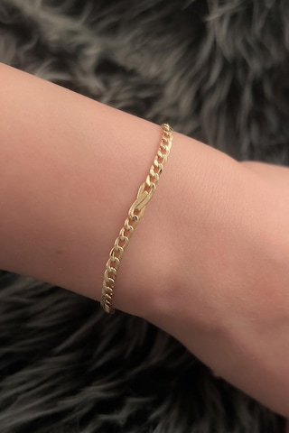 14 Ayar Altın Gurmet Zincirde Fiyonk Detaylı Bileklik Beyaz Altın