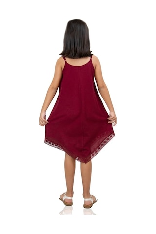 Çağla Şile Bezi Kız Çocuk Elbise Bordo Brd