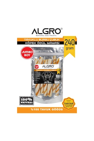 Algro Tavuk Göğüs Etli Jumbo Boy Burgu Çubuk 240 G