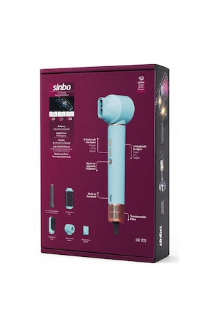 Sinbo Air Brush Saç Şekillendirme Cihazı - 5 Başlıklı - Mavi Renk
