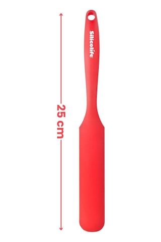 Silicolife Pasta Sıvama Spatulası, Silikon Çikolata Krema Reçel Sıyırma Sıvama Bıçağı Spatulası 25cm Kırmızı Kırmızı
