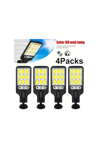 Xuweiwei 4 Adet Hareket Sensörlü Güneş Enerjili Led Duvar Lambası Ip44 180 Derece Bahçe Veranda Aydınlatma Mat Siyah Uzaktan Kumandalı Ahşap