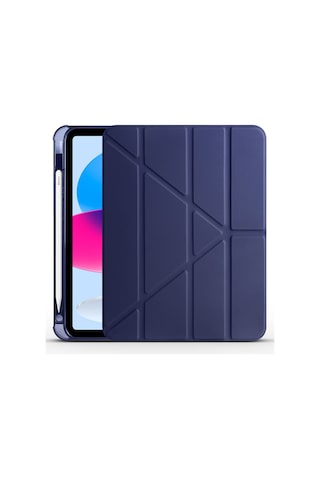 Apple İpad Air 5.nesil Uyumlu 10.9 2022 Kılıf Kalem Bölmeli Farklı Stand Arkası Yumuşak Silikon Kapaklı Kılıf