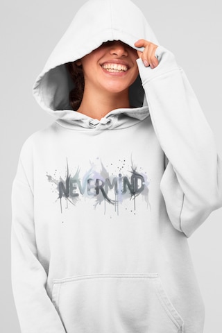 Oversize Baskılı Unisex Hoodie Sweatshirt Beyaz