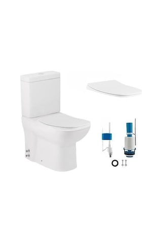 Seramiksan Petite Kanalsız Rim-ex Duvara Sıfır Klozet + Yavaş Kapanır Kapak + VitrA İç Takım Set