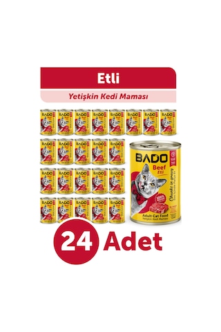 Bado Yetişkin Yaş Kedi Maması Etli Biftekli 400gr 24'lü