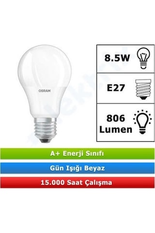 Osram 8.5W 60W E-27 Duy 6500K 806 Lm Beyaz Işık Led Ampul