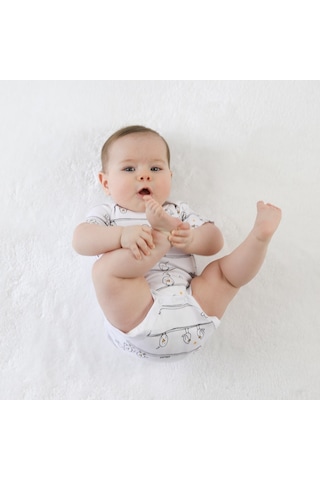 Owlishop Owli Bebek Body Kısa Kol Early Birds Beyaz