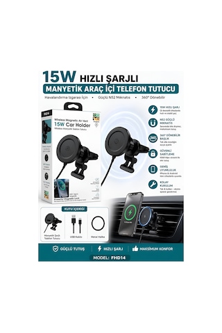 Fhd-14 360 Wireless Kablosuz 15w Şarj Mıknatıslı Havalandırma İç